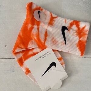 Nike Orange and White Tie-Dye Socks